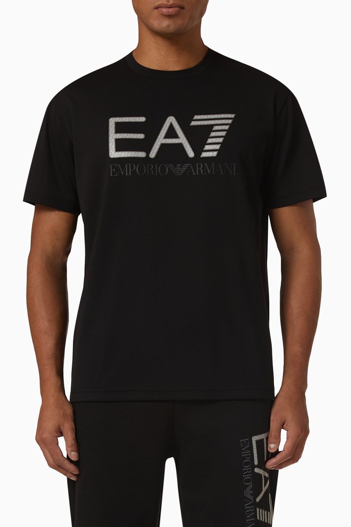 

Logo Print T-Shirt in Technical Fabric, Black