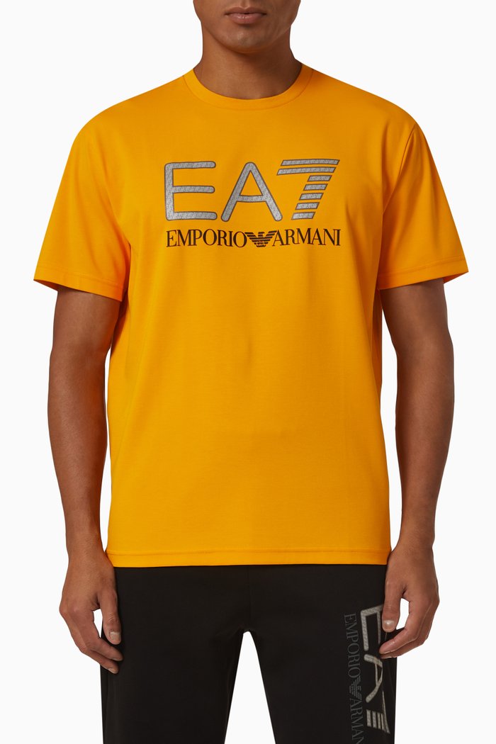 

Logo Print T-Shirt in Technical Fabric, Orange