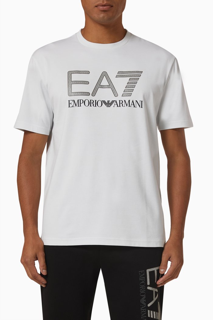 Logo Print T-Shirt in Technical Fabric, White