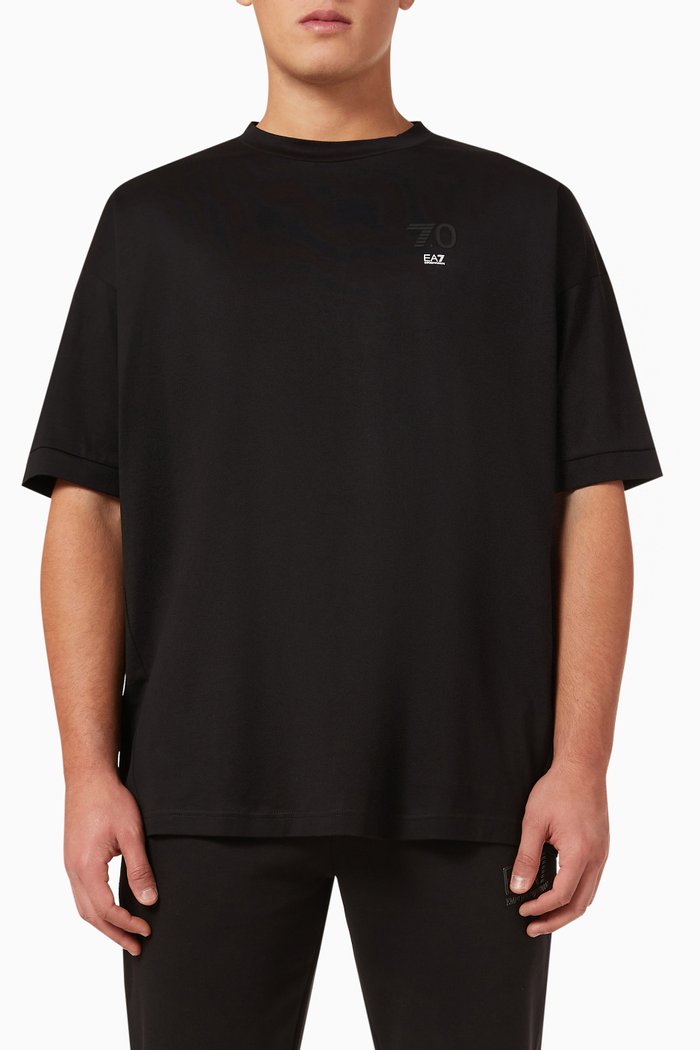 

EA7 Train 7.0 Oversized T-shirt in Cotton-jersey, Black