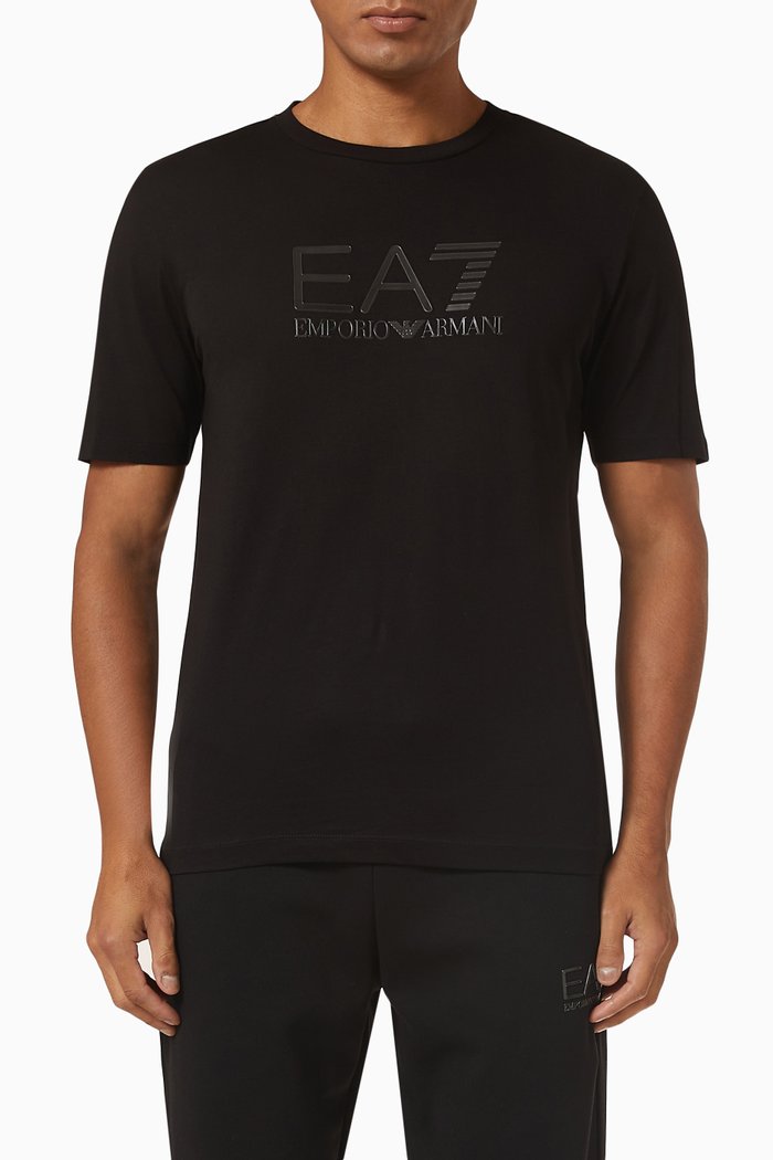 

Logo Print T-Shirt in Pima Cotton, Black