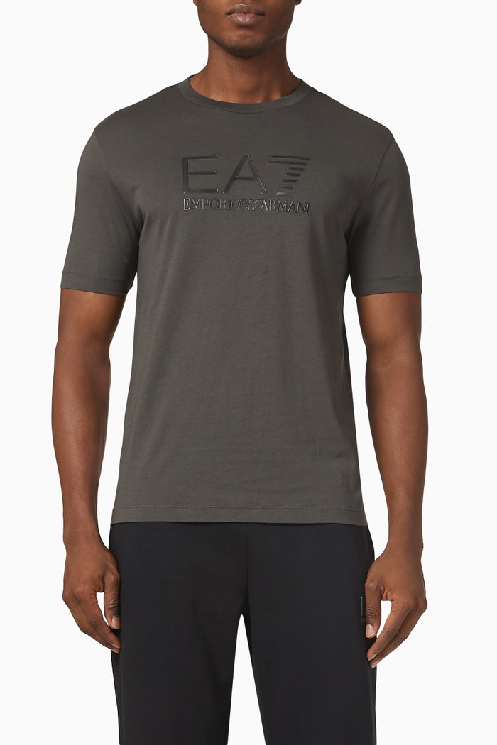 

Logo Print T-Shirt in Pima Cotton, Grey