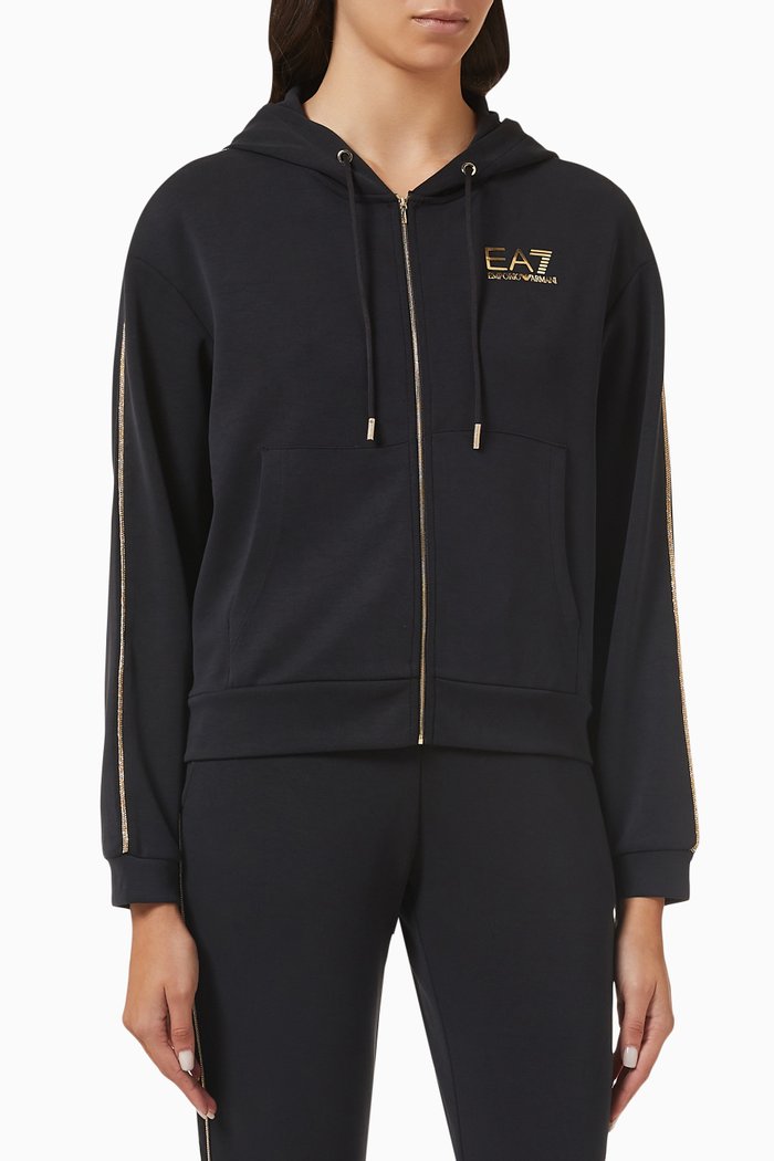 

EA7 Train Hoodie in Cotton, Black