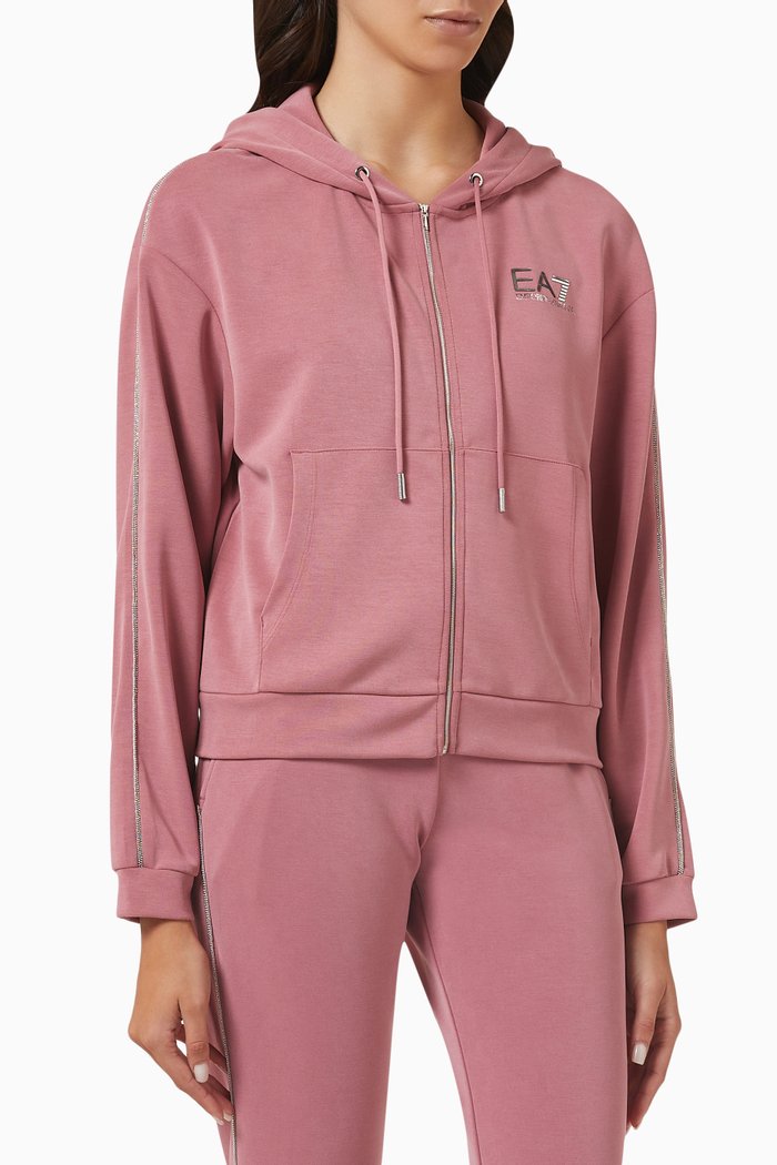 

EA7 Train Hoodie in Cotton, Pink