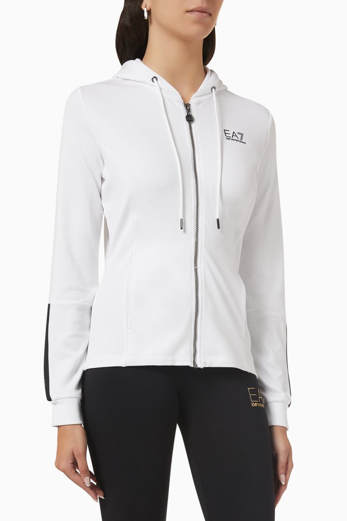 

EA7 Train Hoodie in Jersey, White