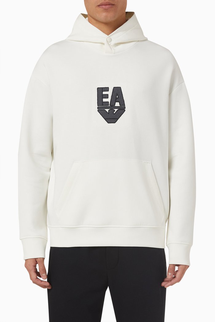 

EA Eagle Logo-patch Hoodie in Cotton-blend, Neutral