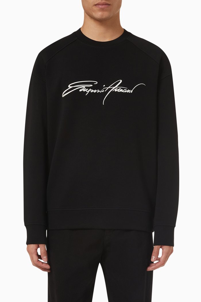 

Logo-embroidered Signature Sweatshirt in Cotton-blend, Black