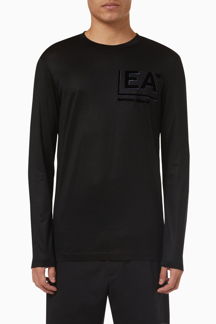 

EA Logo Long-sleeve T-shirt in Lyocell, Black