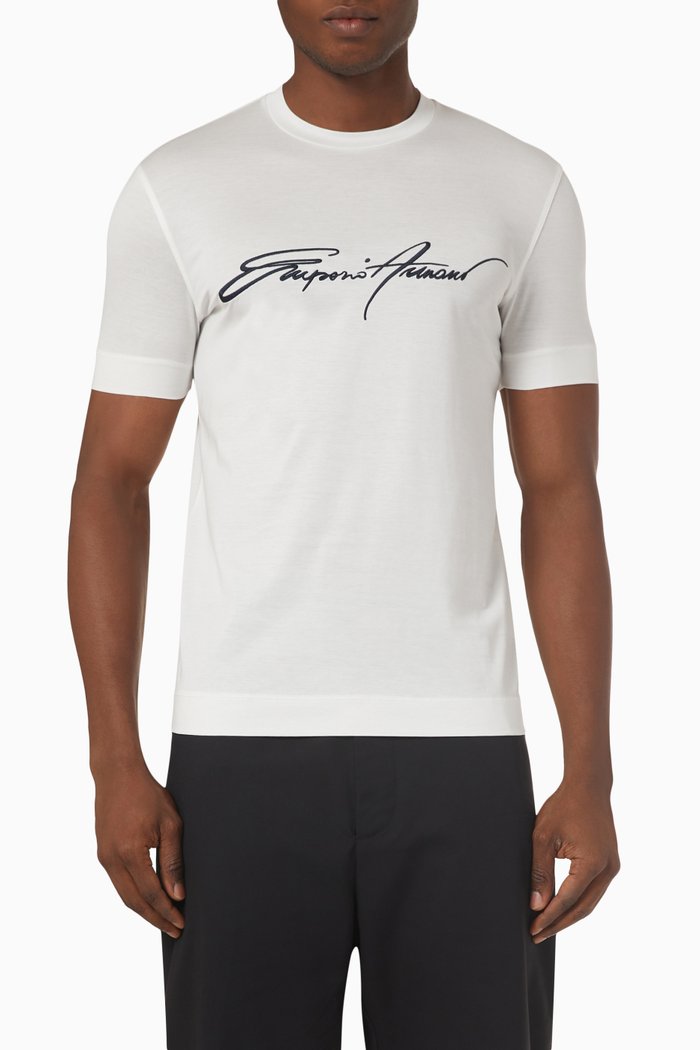 

EA Macro Signature Logo T-shirt in Lyocell-blend, White