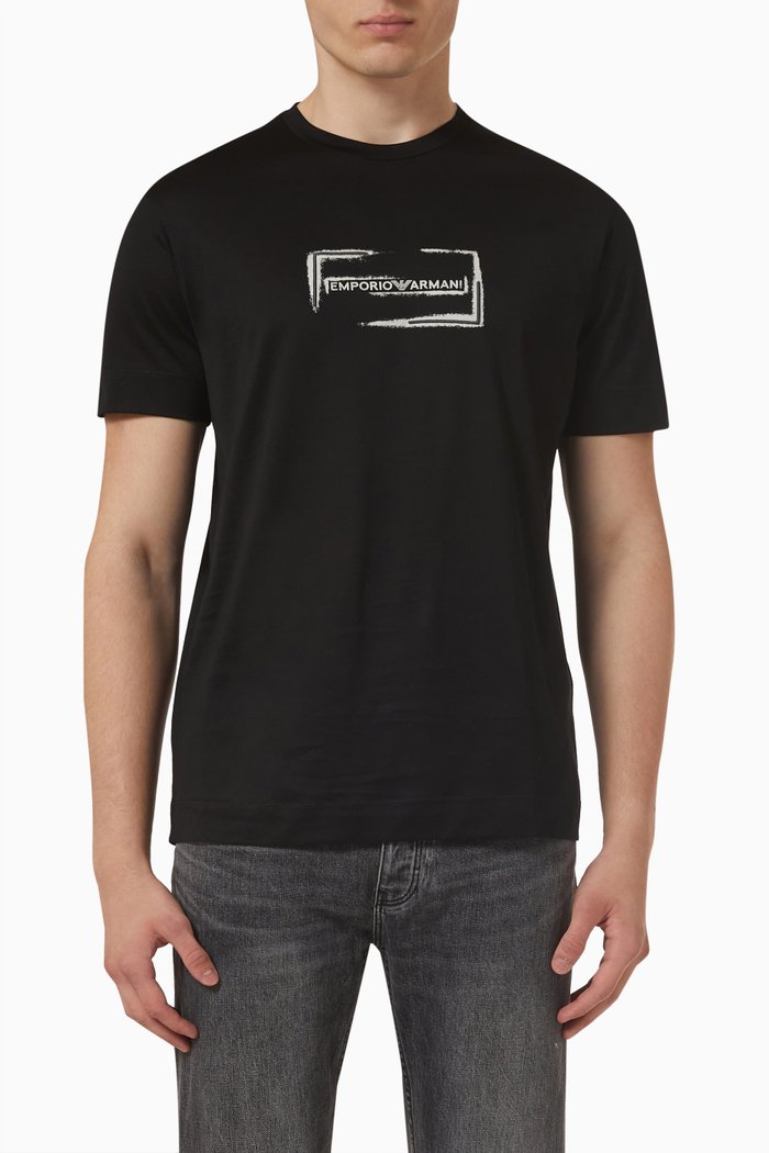 

EA Graphic Logo T-shirt in Cotton Jersey, Black