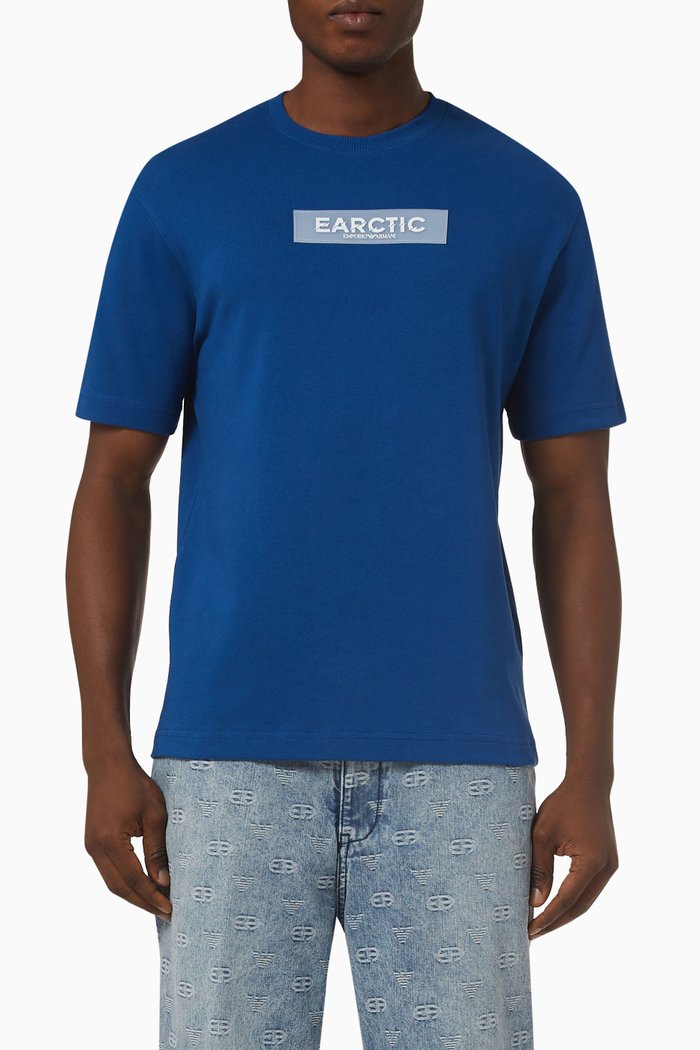 EArctic Capsule Printed T-shirt in Cotton Jersey, Blue