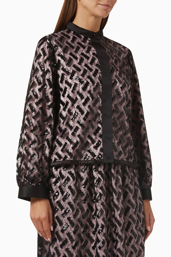 

Geometric Sequinned Jacket in Mesh, Black