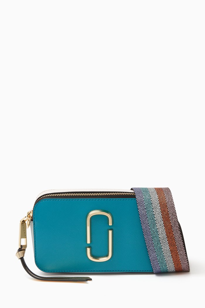 

The Colour-block Snapshot Crossbody Bag in Leather, Blue