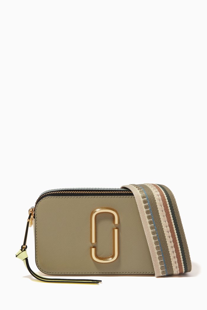 

Colourblocked Snapshot Crossbody Bag in Leather, Green