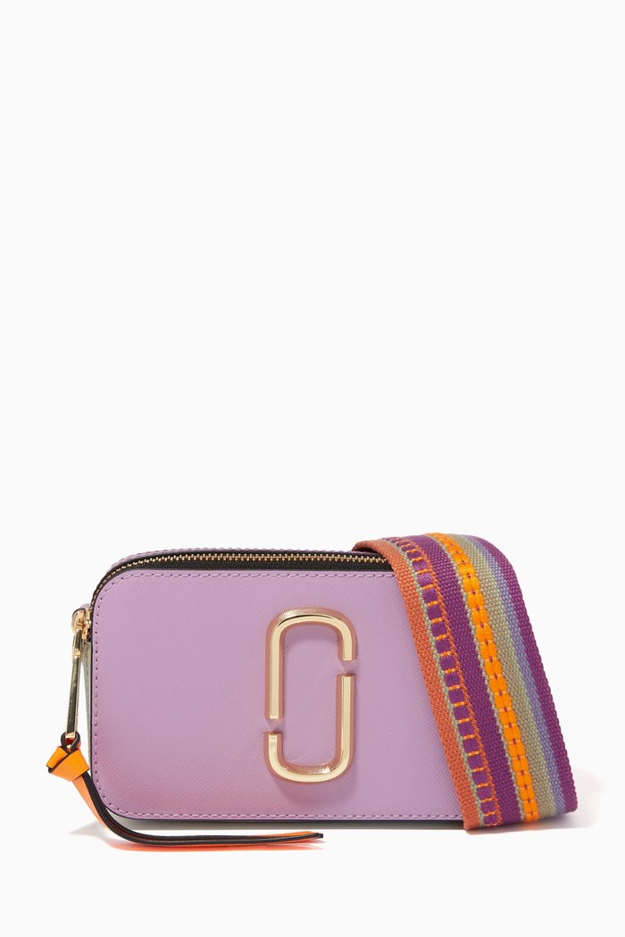 

Colourblocked Snapshot Crossbody Bag in Leather, Purple
