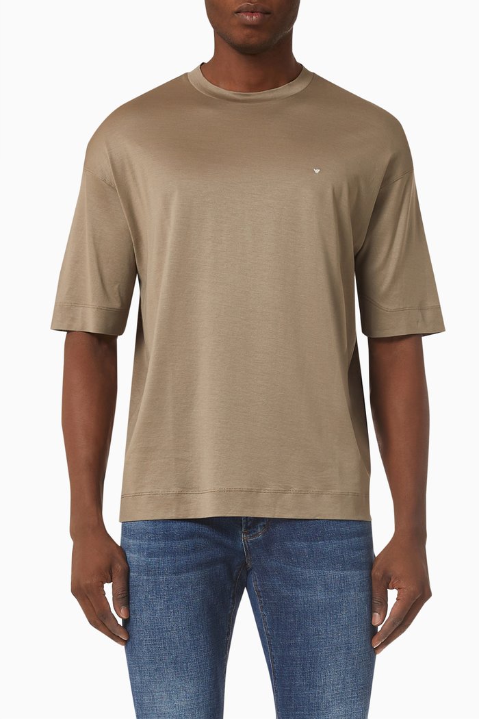 

Micro Eagle Logo T-shirt in Lyocell & Cotton, Neutral