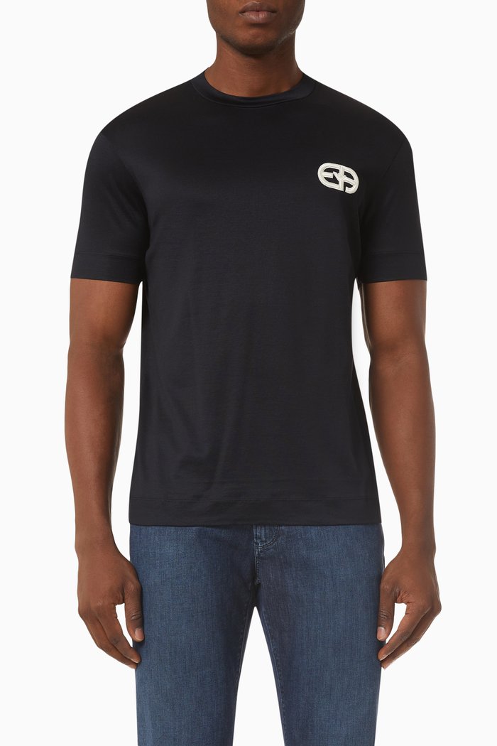 

R-EAcreate Logo T-shirt in Cotton & Lyocell, Blue