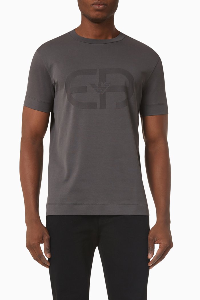Logo T-shirt in Cotton, Grey