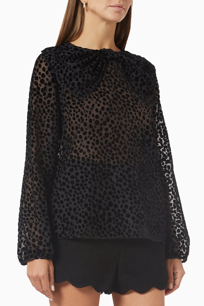 

Animal-print Top in Devoré Velvet, Black