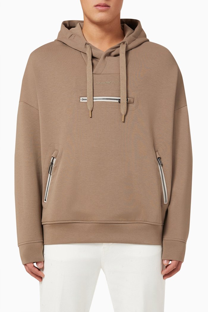 

Triple Pocket Hoodie in Double-jersey, Neutral