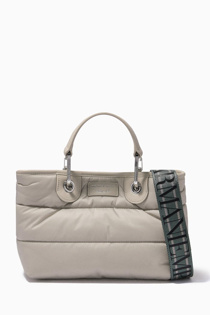 

My EA Small Shopper Bag in Padded Nylon, Grey