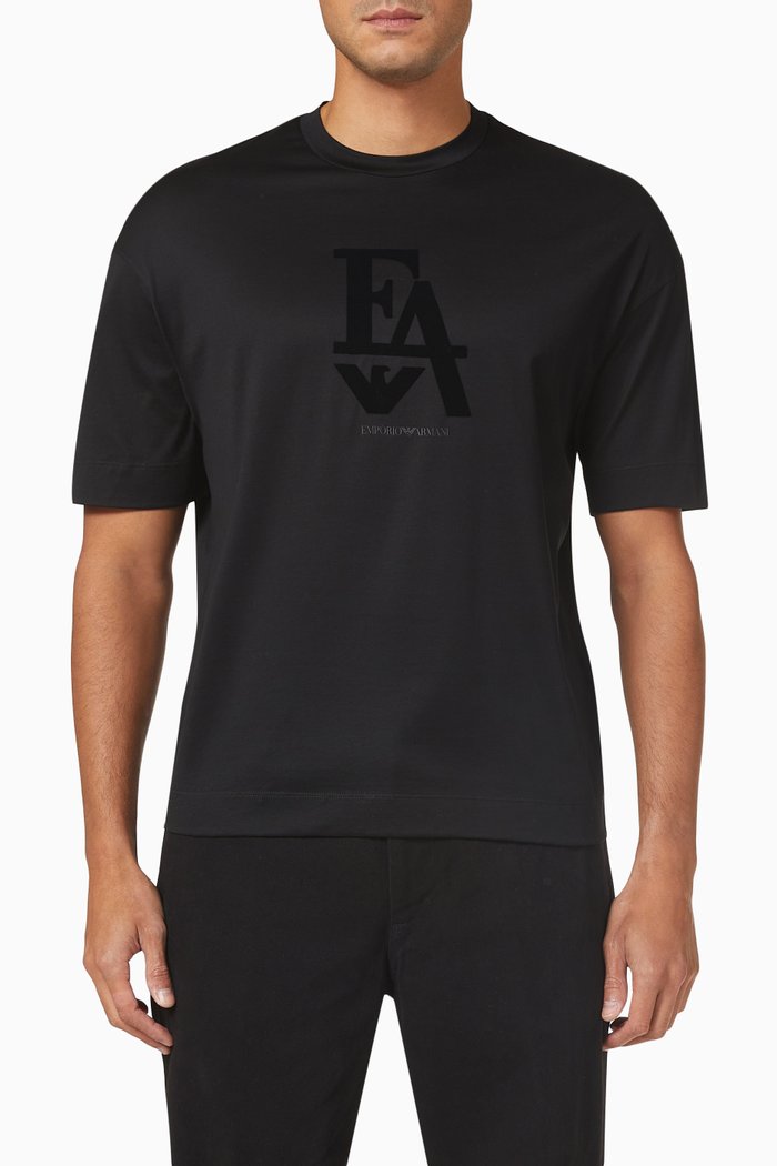 

EA Logo-embossed T-shirt in Cotton, Black