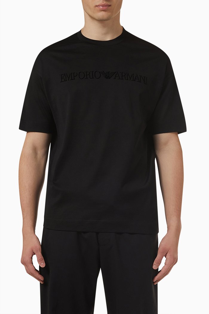 

EA Logo Embossed T-shirt in Cotton, Black