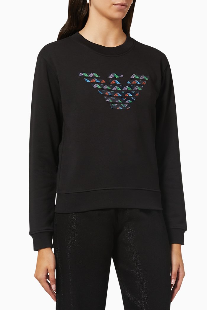 

EA Macro Eagle Sweatshirt in Jersey, Black