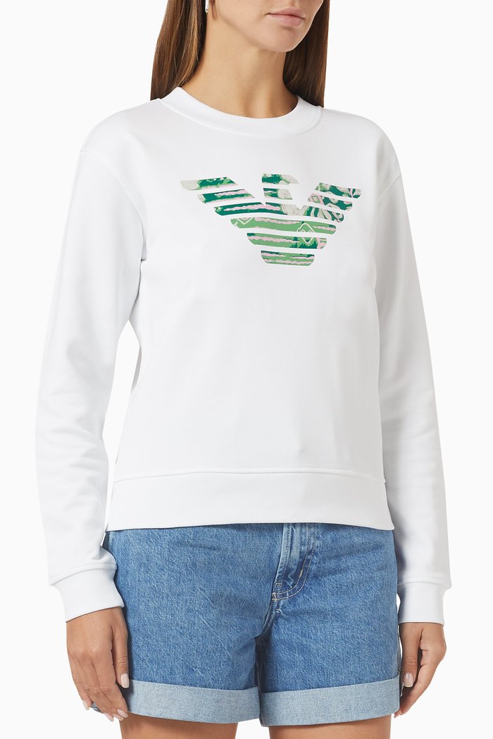 

EA Eagle Logo Sweatshirt in Organic Cotton, White