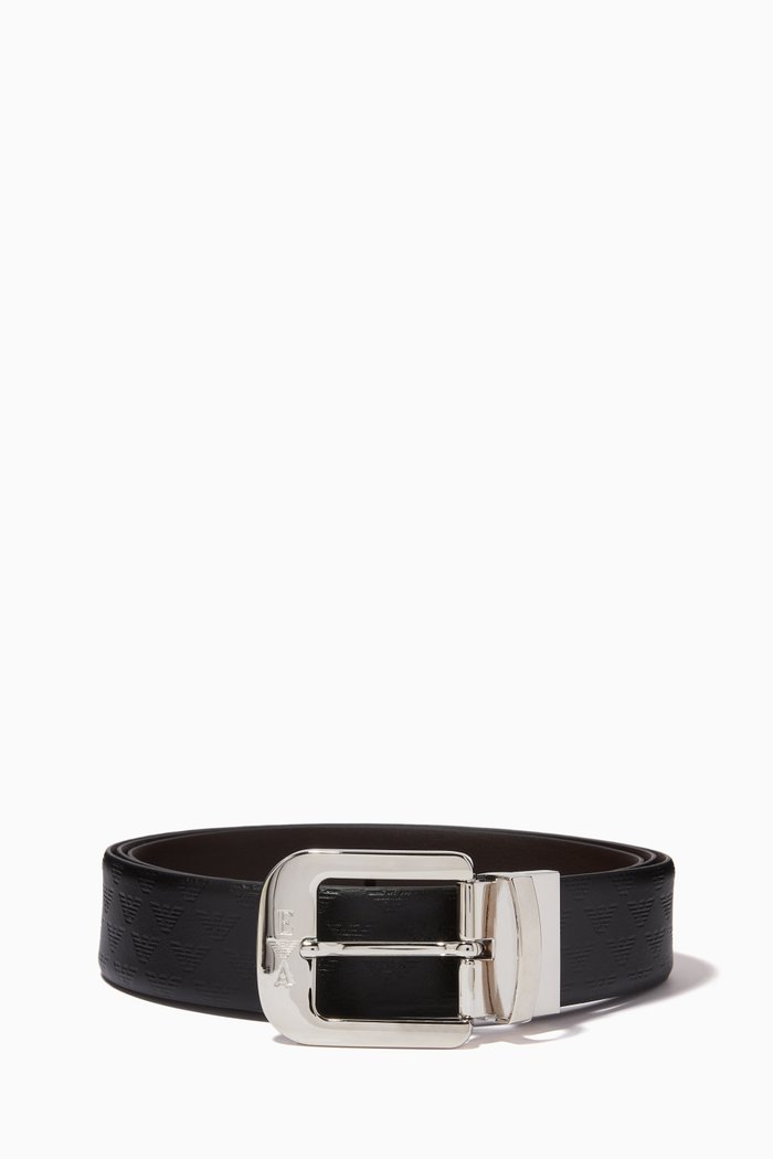 Reversible Classic Buckle Belt in Leather, Black