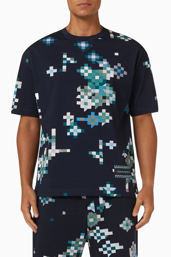 

Geometric T-shirt in Cotton, Blue