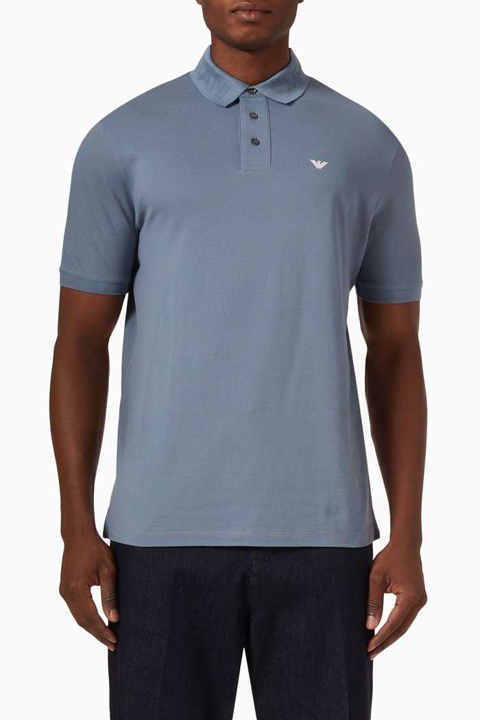 

Polo Shirt in Cotton Piqué, Blue