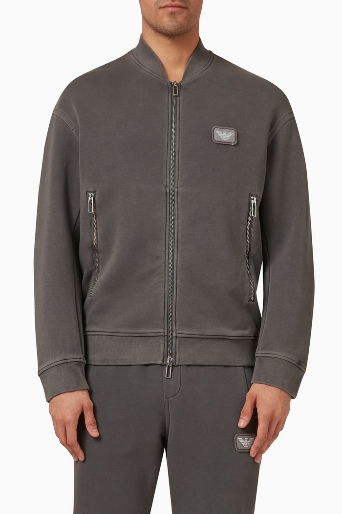 

Zipped Sweatshirt in Fleece, Grey