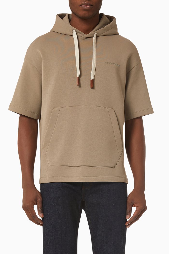 

Short Sleeve Hoodie in Cotton Jersey, Neutral