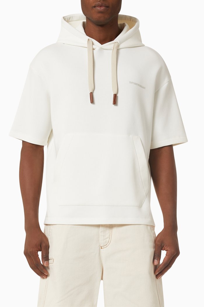 

Short Sleeve Hoodie in Cotton Jersey, Neutral