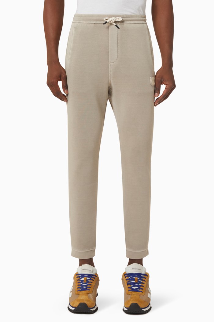 

EA Eagle Logo Patch Joggers in Double Jersey, Neutral