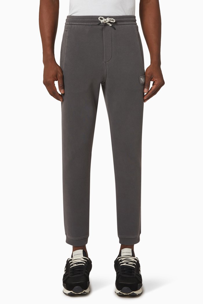 

EA Eagle Logo Patch Joggers in Double Jersey, Grey