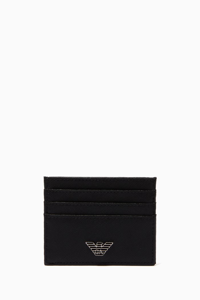 Business Card Holder in Regenerated Leather, Black