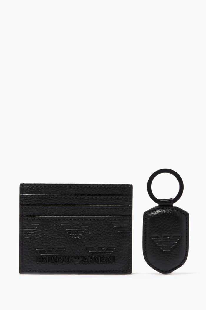 

Minorca Wallet & Key Ring Gift Set in Leather, Black