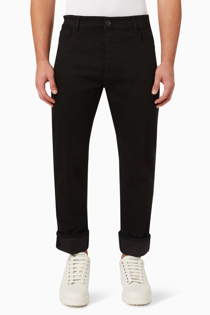 

Satin Pocket Mid-rise Loose-fit Jeans, Black