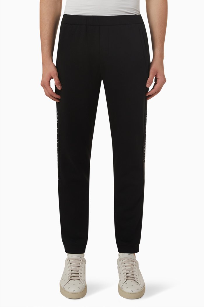

EA Striped Sweatpants in Cotton-blend Jersey, Black