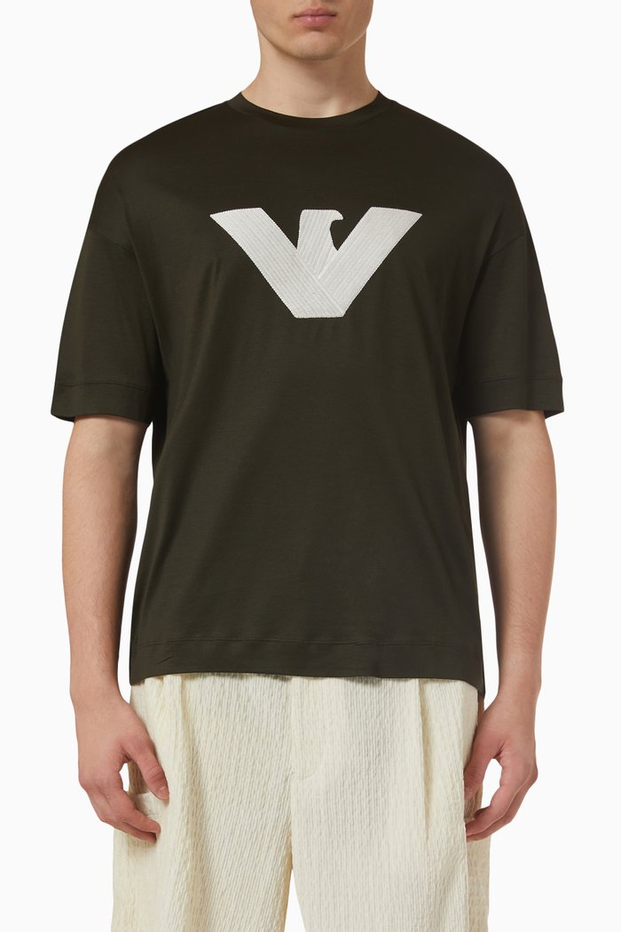 

EA Logo Patch T-shirt in Lyocell & Cotton, Green