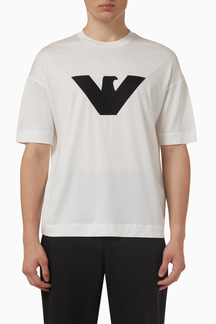 

EA Logo Patch T-shirt in Lyocell & Cotton, White