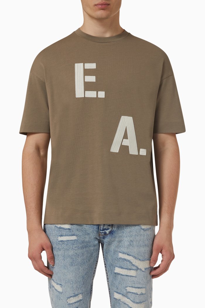 

EA Logo Letters T-shirt in Cotton, Neutral