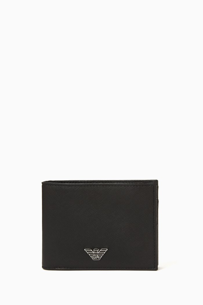 

EA Stamp Bi-fold Wallet in Eco Leather, Black