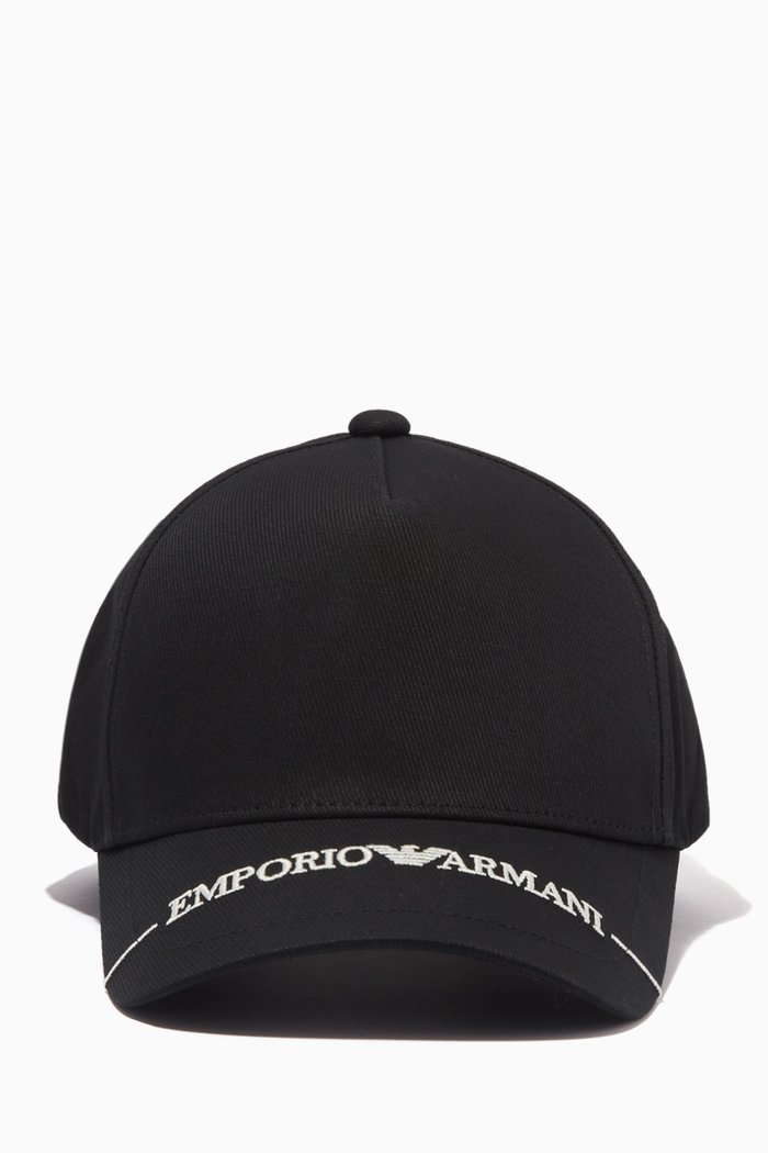 

EA Embroidered Baseball Cap in Gabardine, Black