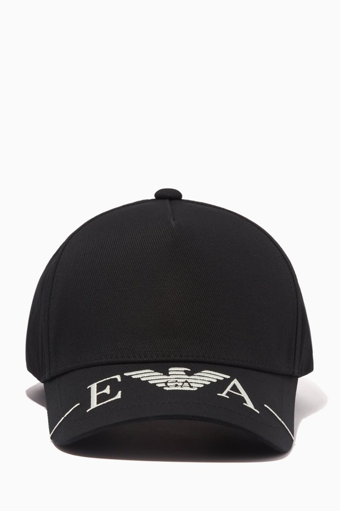 

EA Embroidered Baseball Cap in Gabardine, Black