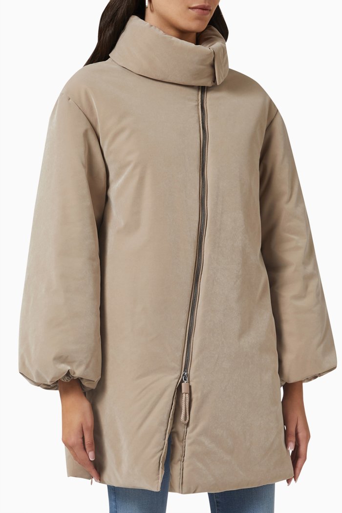 

Zip-up Puffer Jacket in Technical Fabric, Neutral