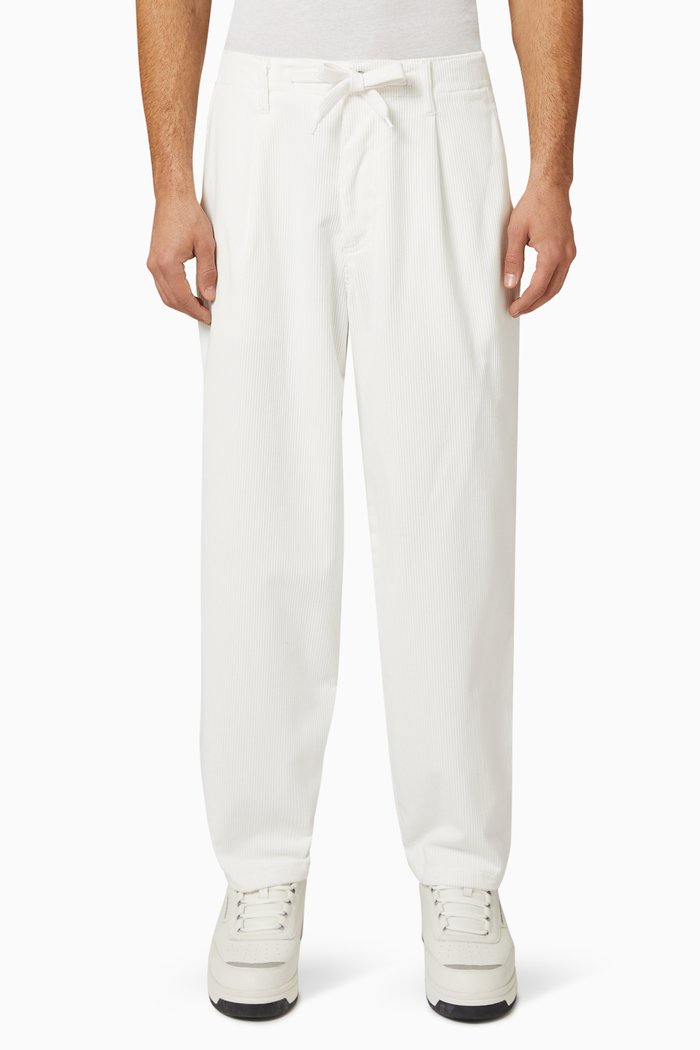

Tapered Drawstring Pants in Corduroy, Neutral