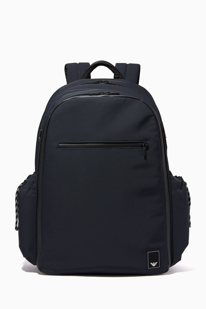 

EA Logo Multi-pocket Backpack in Nylon, Blue